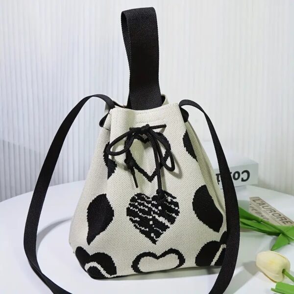 Stylish Heart Pattern Bucket Bag