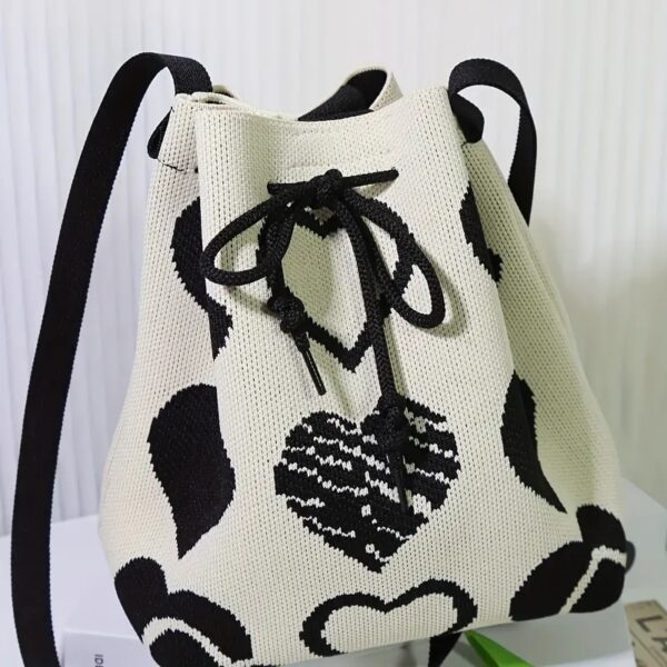 Stylish Heart Pattern Bucket Bag