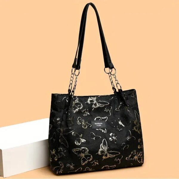 Women's Elegant Golden Butterfly Nylon Shoulder Bag