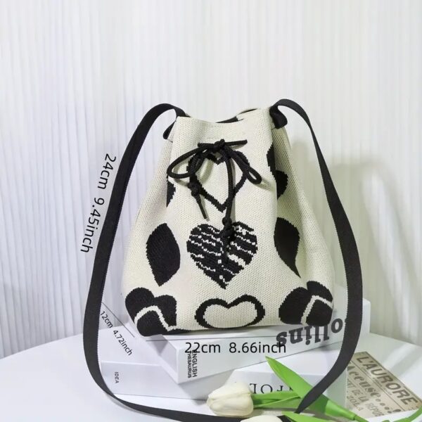 Stylish Heart Pattern Bucket Bag